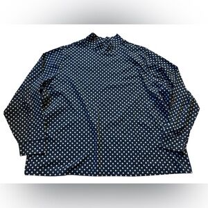 Lands' End Black Shirt with Blue and Yellow Floral Pattern